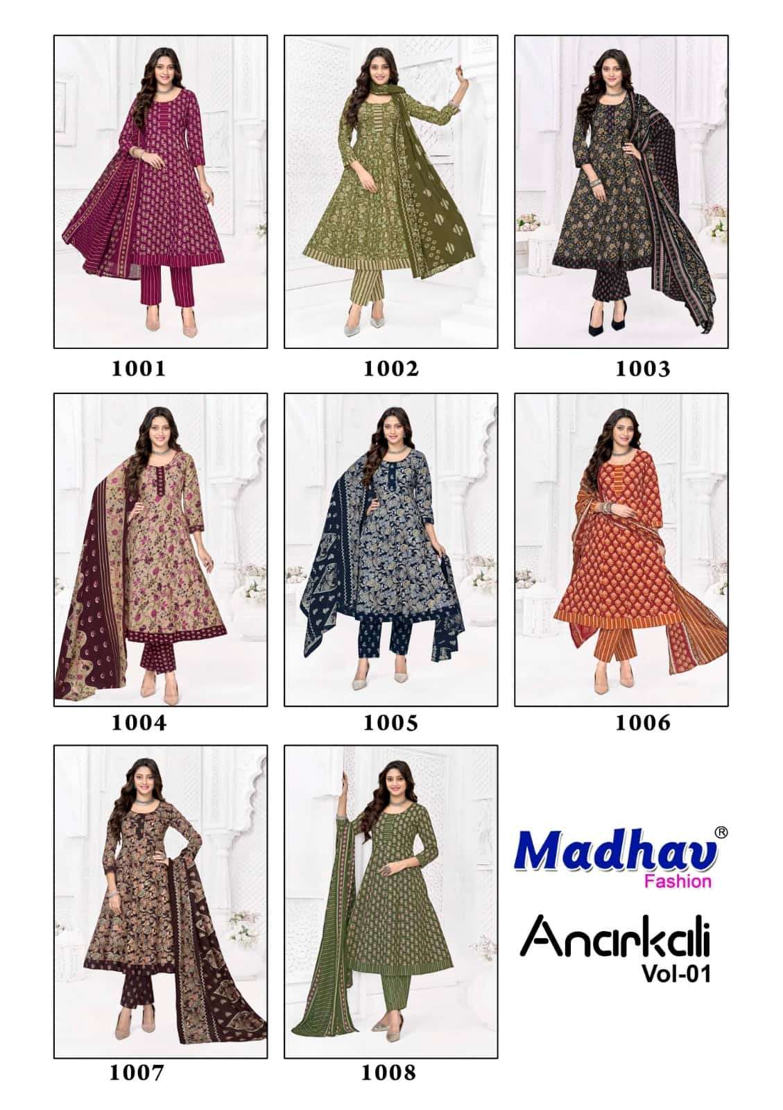 Madhav International Anarkali Vol 1 Cotton Salwar Suit Set