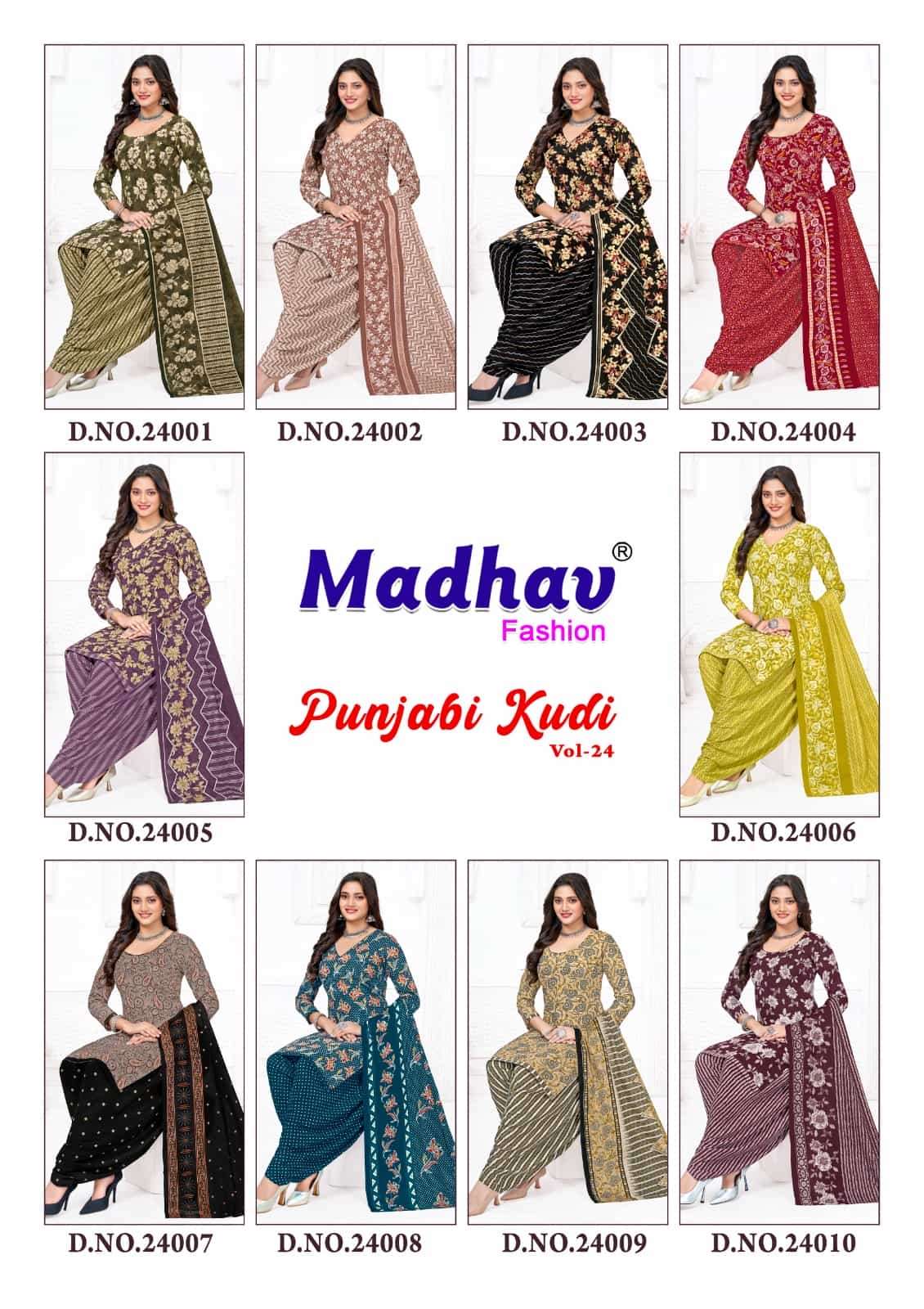 Madhav International Punjabi Kudi Vol 24 Pure Cotton Printed Dress Material