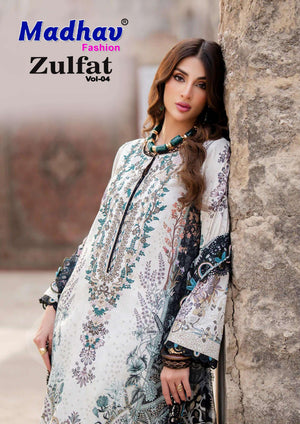 Madhav International Zulfat Vol 4 Pure Lawn Cotton Dress Material