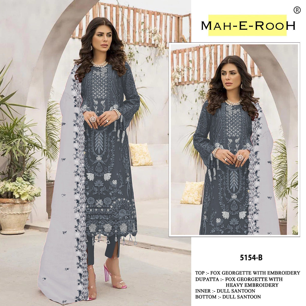 Mah E Rooh 5154 A To F Faux Georgette Pakistani Suits - Amrah Wholesale