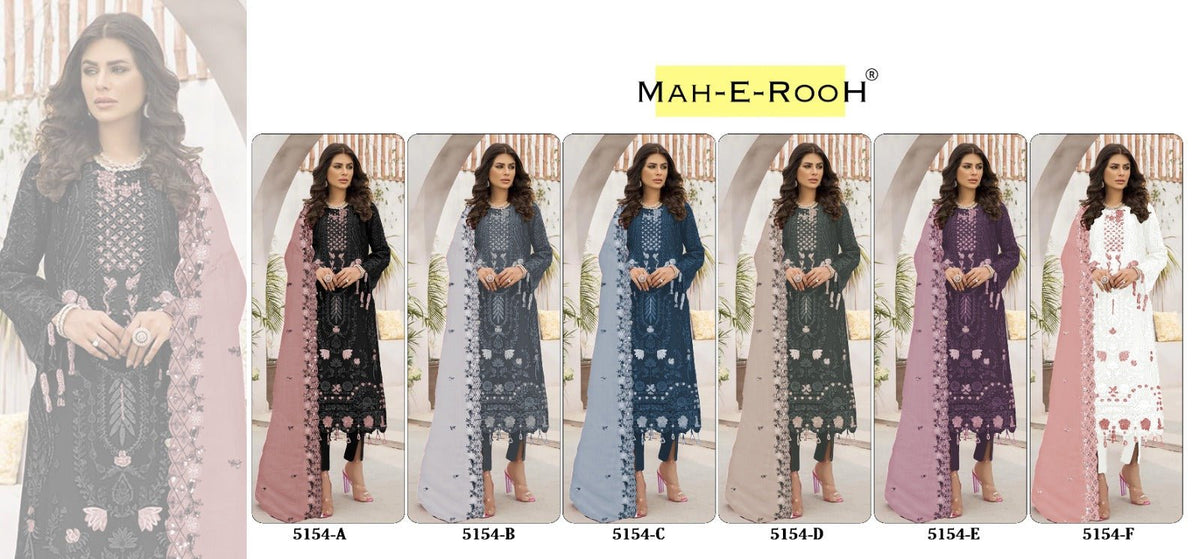 Mah E Rooh 5154 A To F Faux Georgette Pakistani Suits - Amrah Wholesale