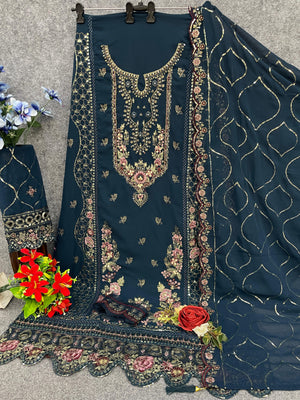 Amrah Wholesale Mah E Rooh 5183 A To D Faux Georgette Embroidered Dress Material