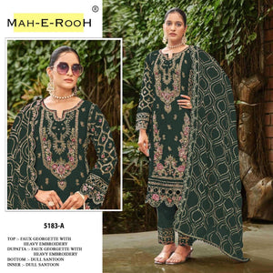 Amrah Wholesale Mah E Rooh 5183 A To D Faux Georgette Embroidered Dress Material