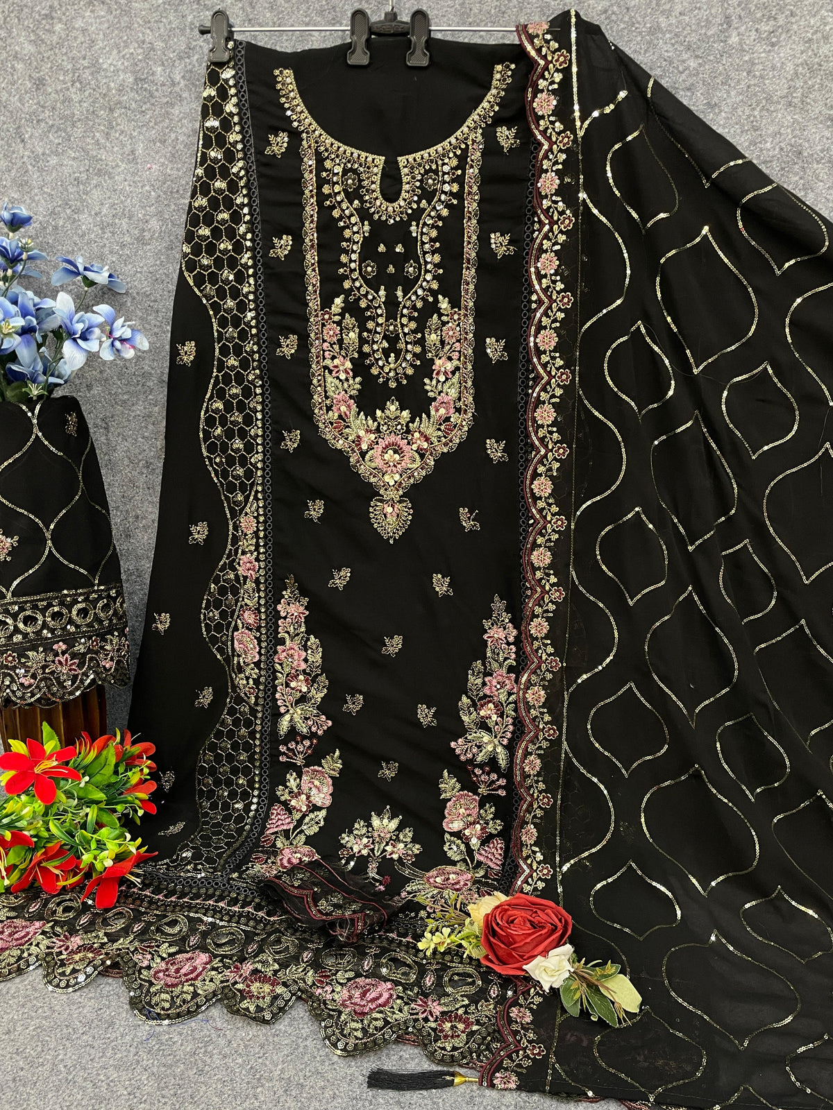 Amrah Wholesale Mah E Rooh 5183 A To D Faux Georgette Embroidered Dress Material