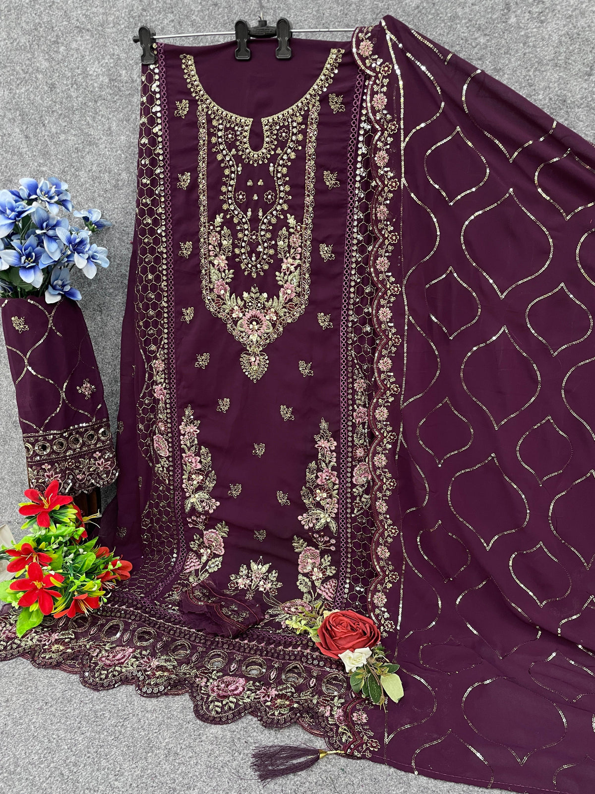 Amrah Wholesale Mah E Rooh 5183 A To D Faux Georgette Embroidered Dress Material
