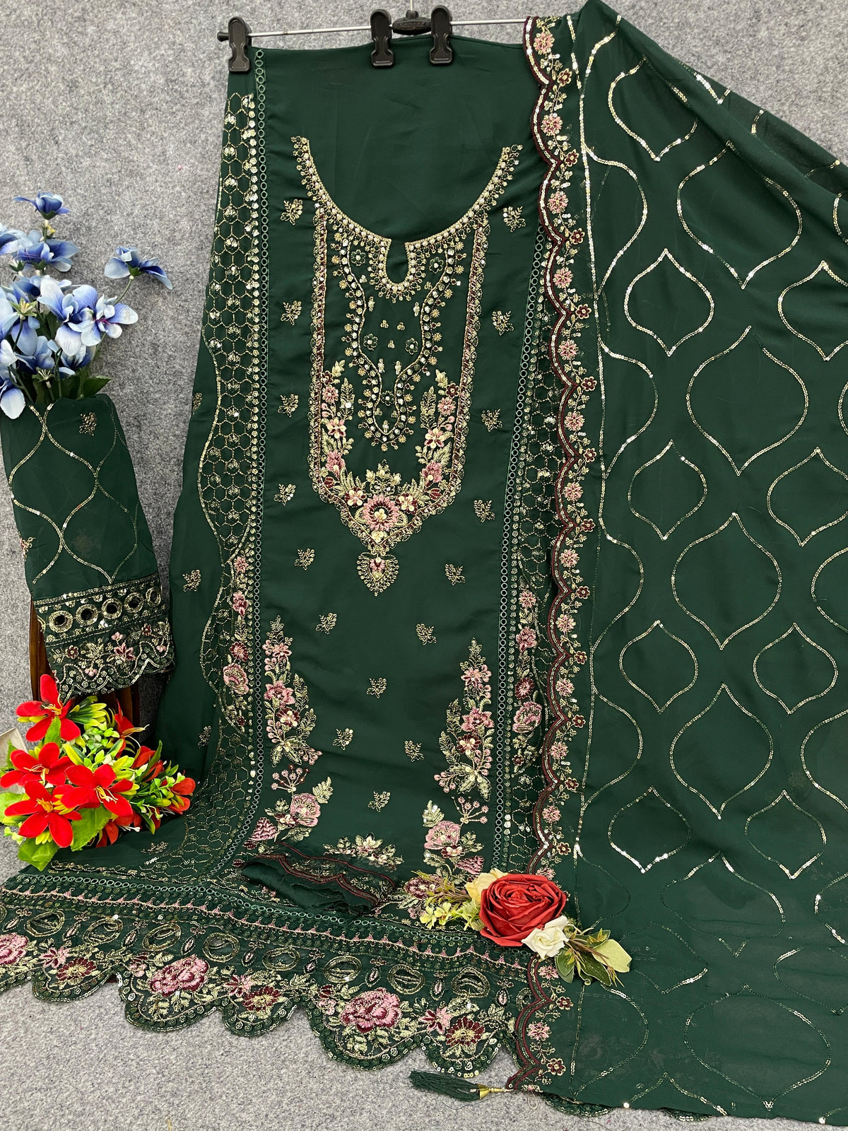 Amrah Wholesale Mah E Rooh 5183 A To D Faux Georgette Embroidered Dress Material