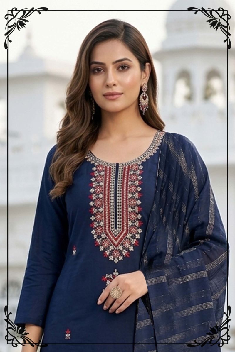 Mahi Vol 2 Roman Silk Kurti With Bottom & Dupatta