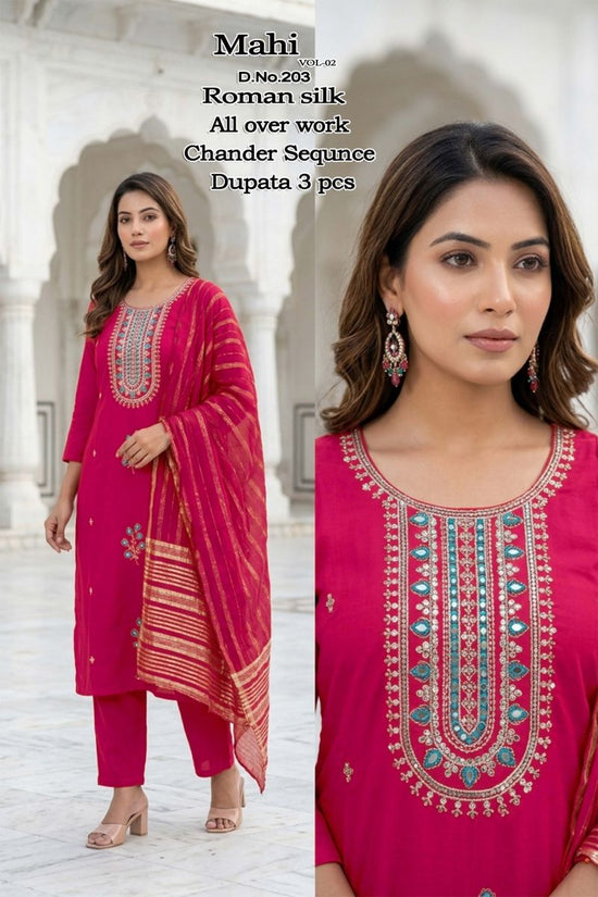 Mahi Vol 2 Roman Silk Kurti With Bottom & Dupatta