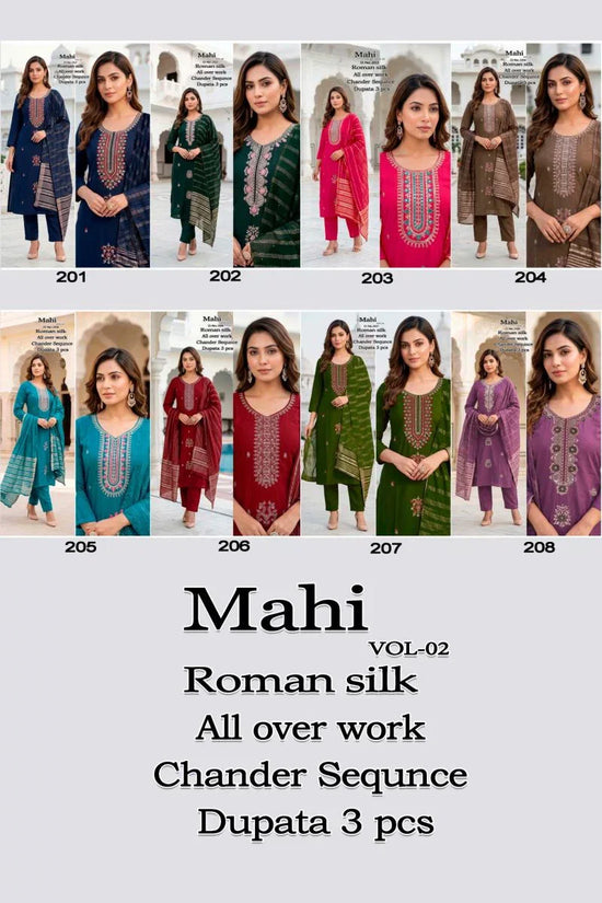 Mahi Vol 2 Roman Silk Kurti With Bottom & Dupatta