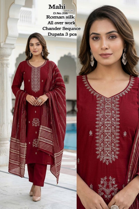Mahi Vol 2 Roman Silk Kurti With Bottom & Dupatta