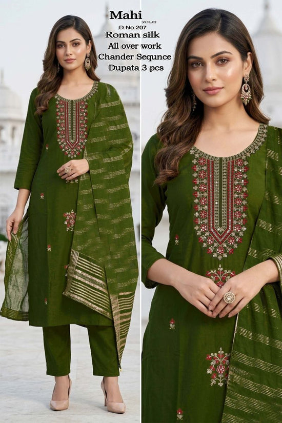 Mahi Vol 2 Roman Silk Kurti With Bottom & Dupatta