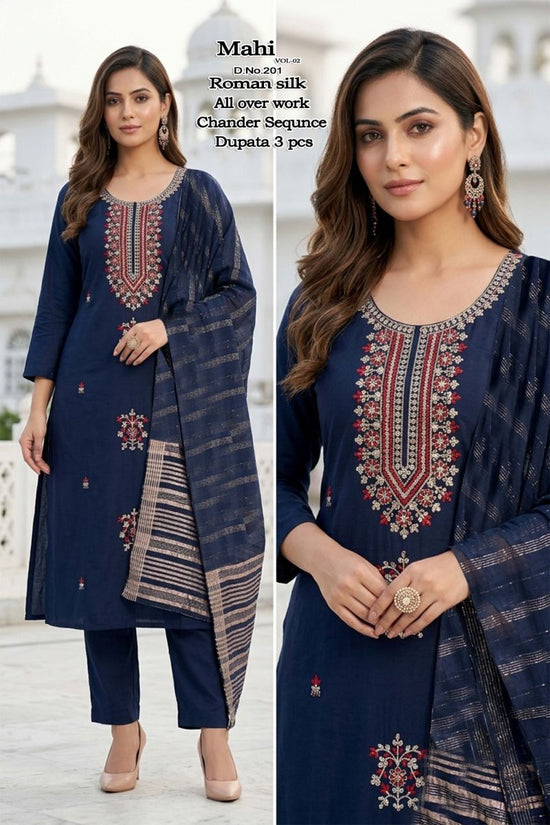 Mahi Vol 2 Roman Silk Kurti With Bottom & Dupatta
