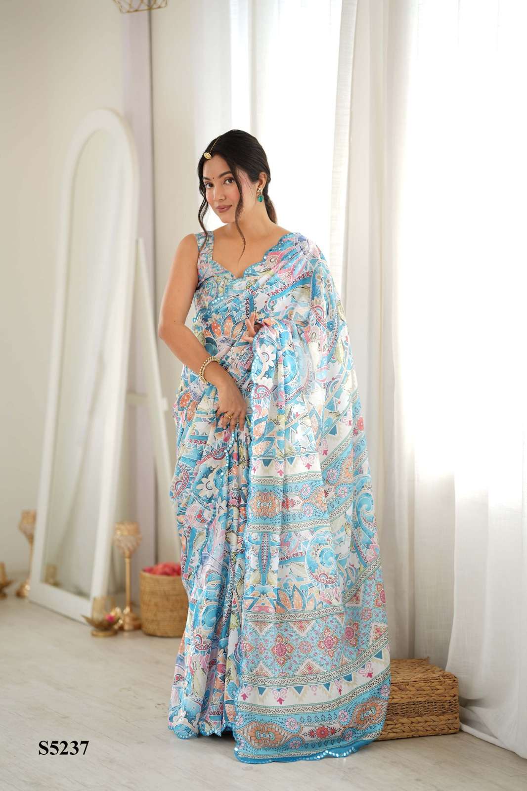 MAHOTSAV Charita S-5228 to S-5240 Chinon Printed Embroidery Saree