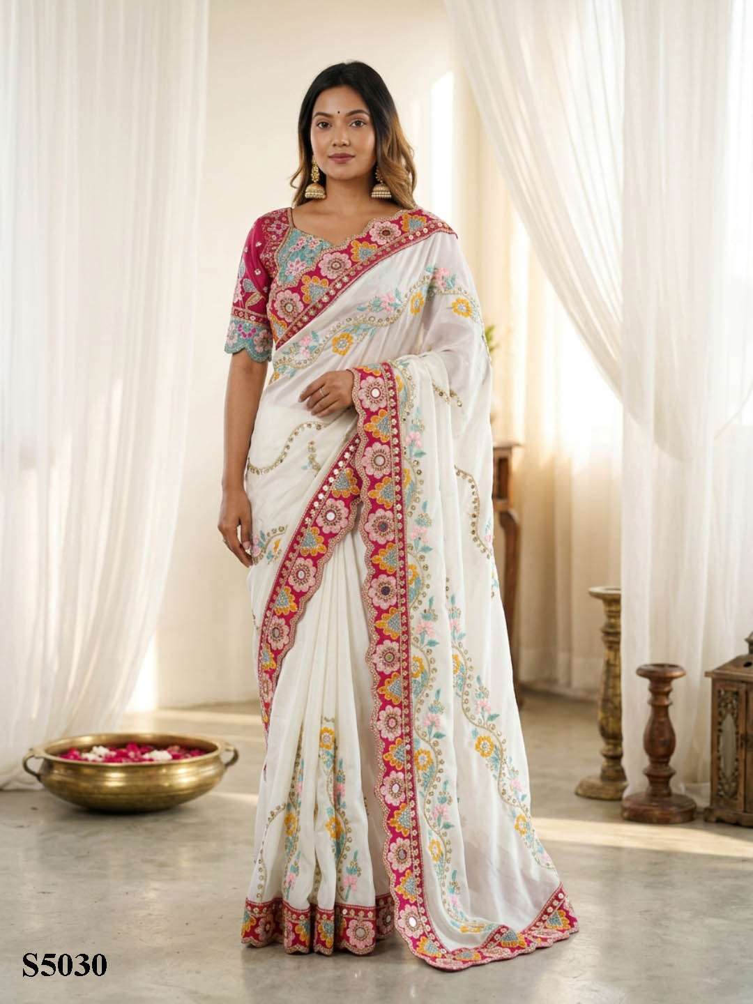 Mahotsav Disha Rangoli Silk Embroidery Saree Collection - Amrah Wholesale