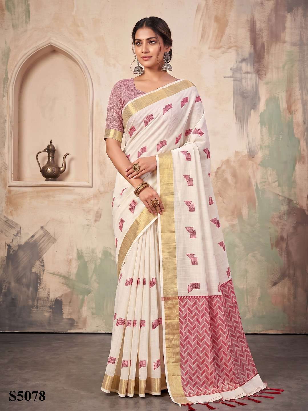 Mahotsav Elle Linen Printed Saree - Amrah Wholesale