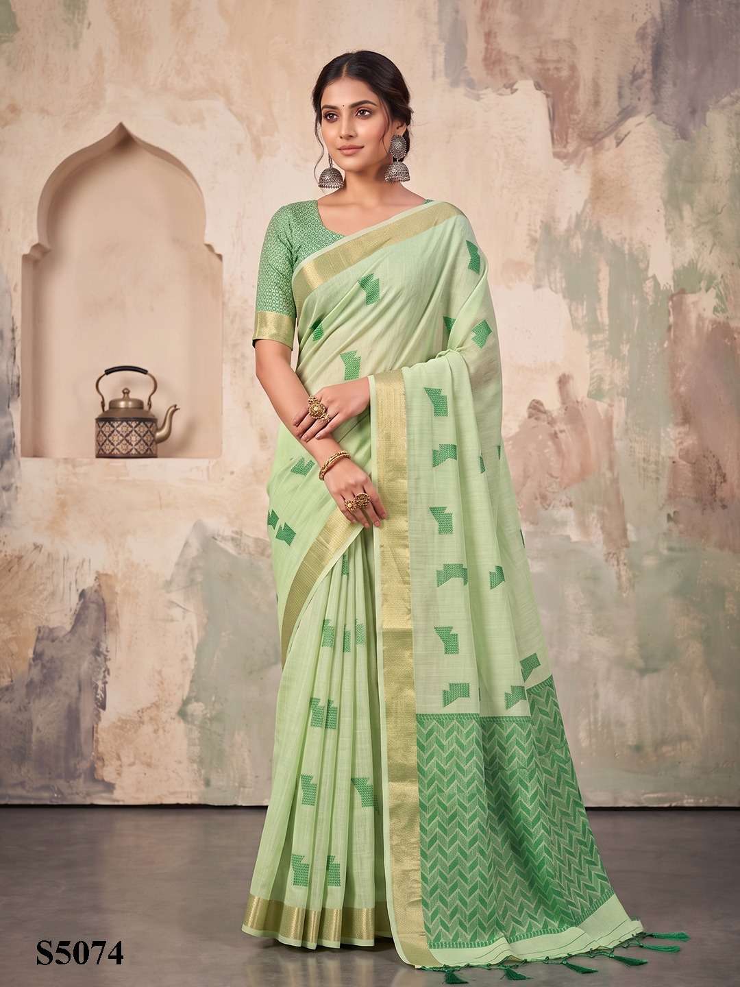Mahotsav Elle Linen Printed Saree - Amrah Wholesale