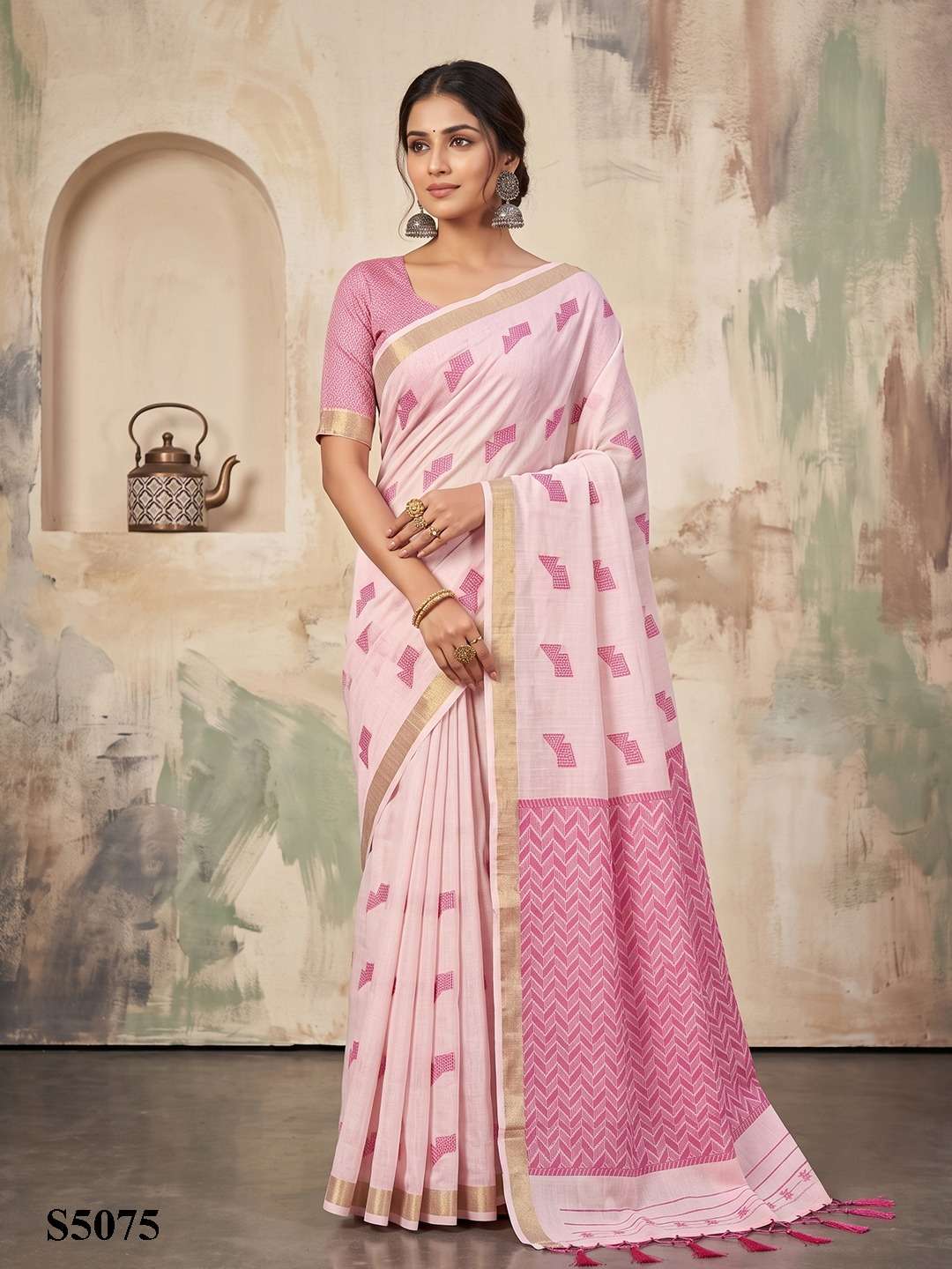 Mahotsav Elle Linen Printed Saree - Amrah Wholesale