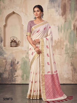Mahotsav Elle Linen Printed Saree - Amrah Wholesale