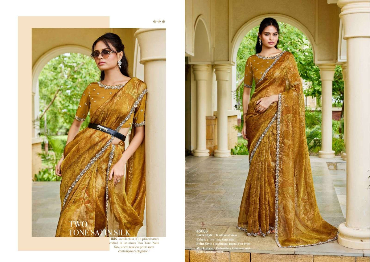 Mahotsav Iris Satin Silk Embroidery Saree
