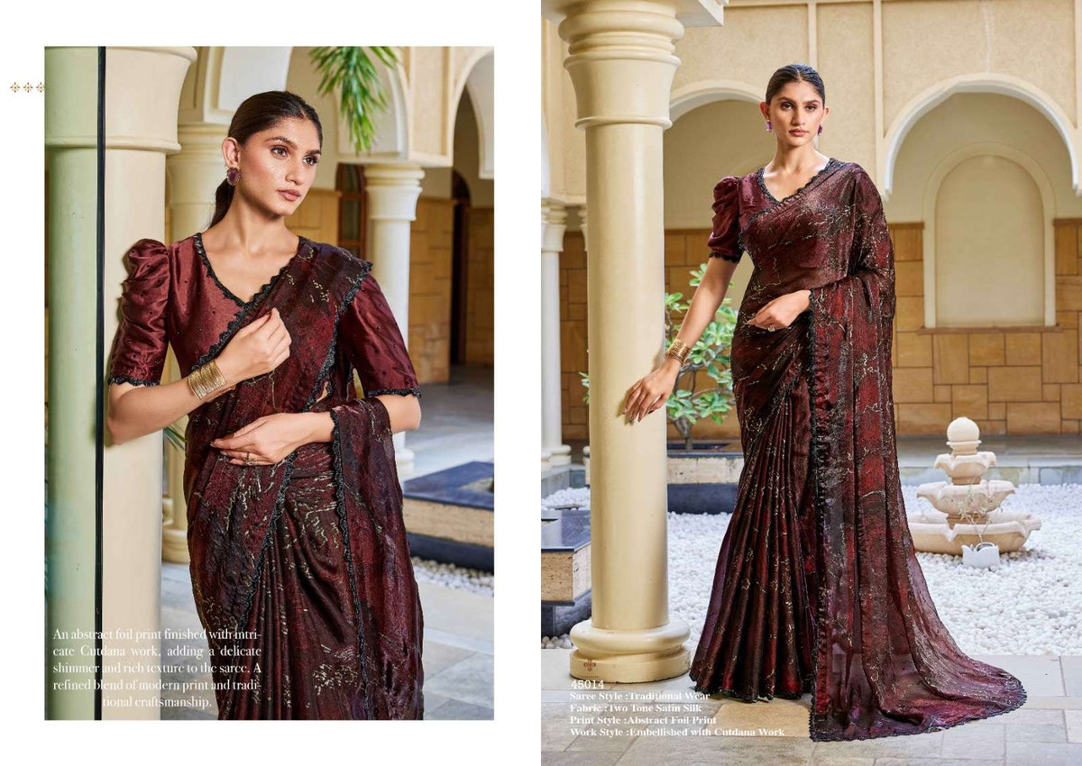 Mahotsav Iris Satin Silk Embroidery Saree