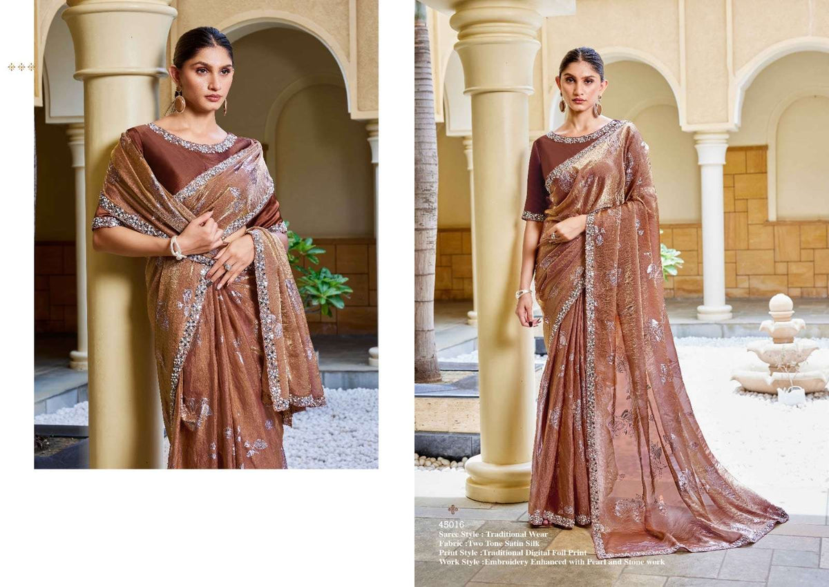 Mahotsav Iris Satin Silk Embroidery Saree