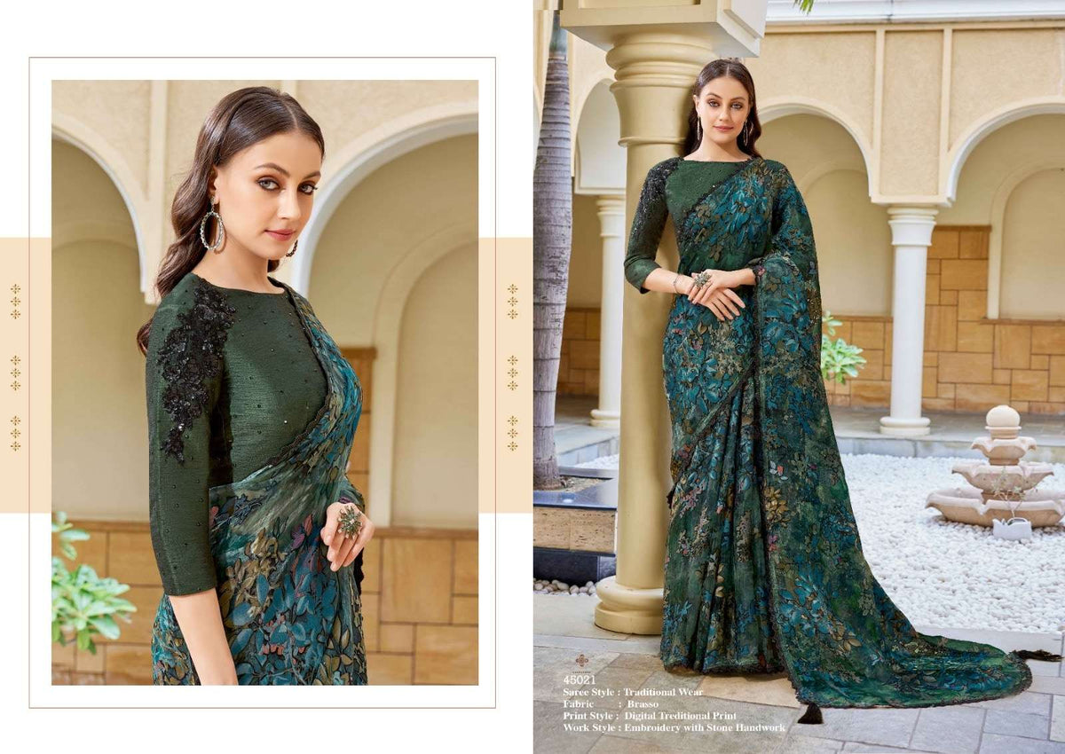 Mahotsav Iris Satin Silk Embroidery Saree