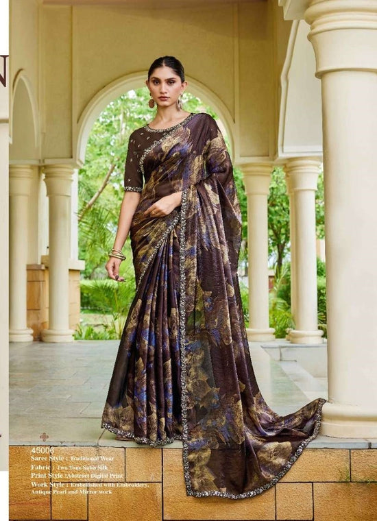 Mahotsav Iris Satin Silk Embroidery Saree