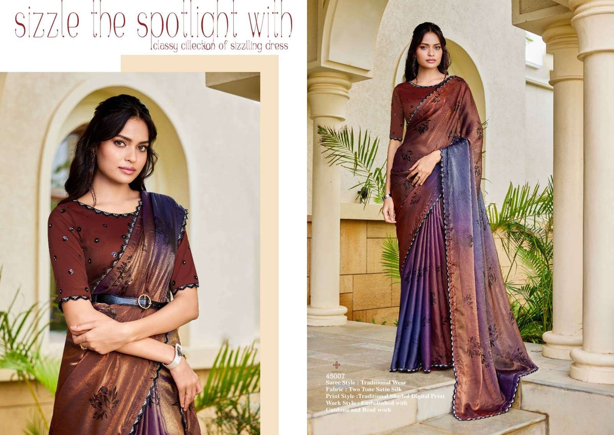 Mahotsav Iris Satin Silk Embroidery Saree