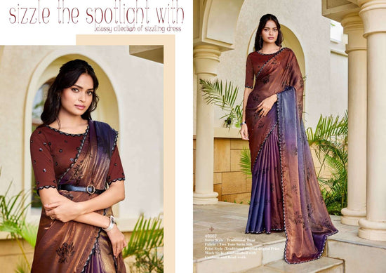 Mahotsav Iris Satin Silk Embroidery Saree