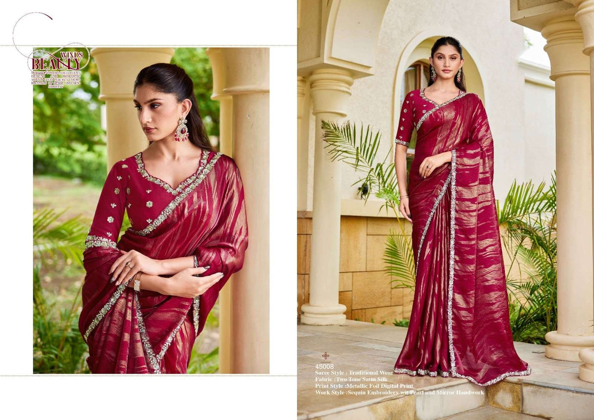 Mahotsav Iris Satin Silk Embroidery Saree