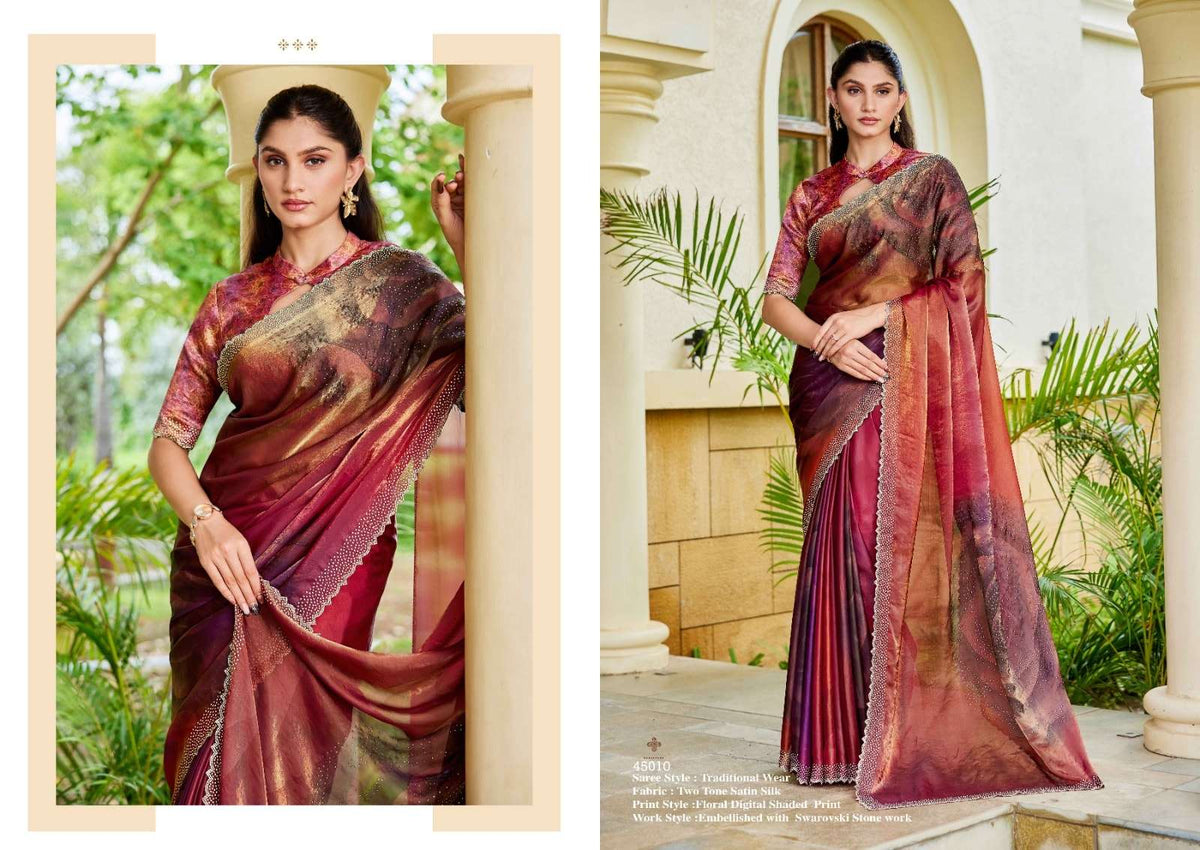 Mahotsav Iris Satin Silk Embroidery Saree