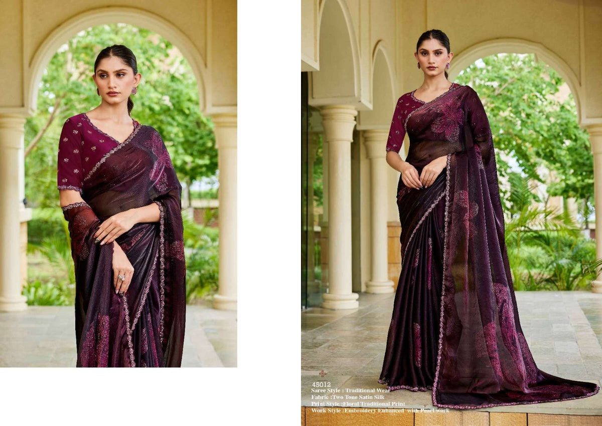 Mahotsav Iris Satin Silk Embroidery Saree