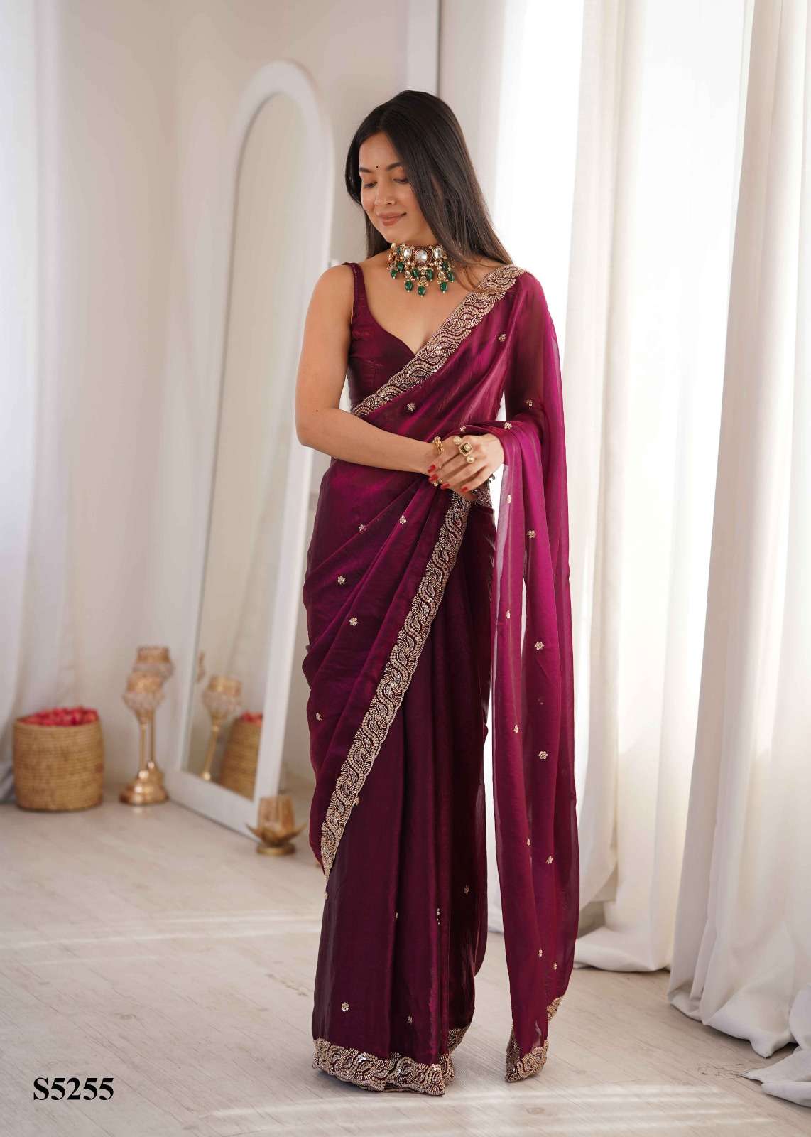 MAHOTSAV MALINI Fandy Satin Embroidery Premium Sarees
