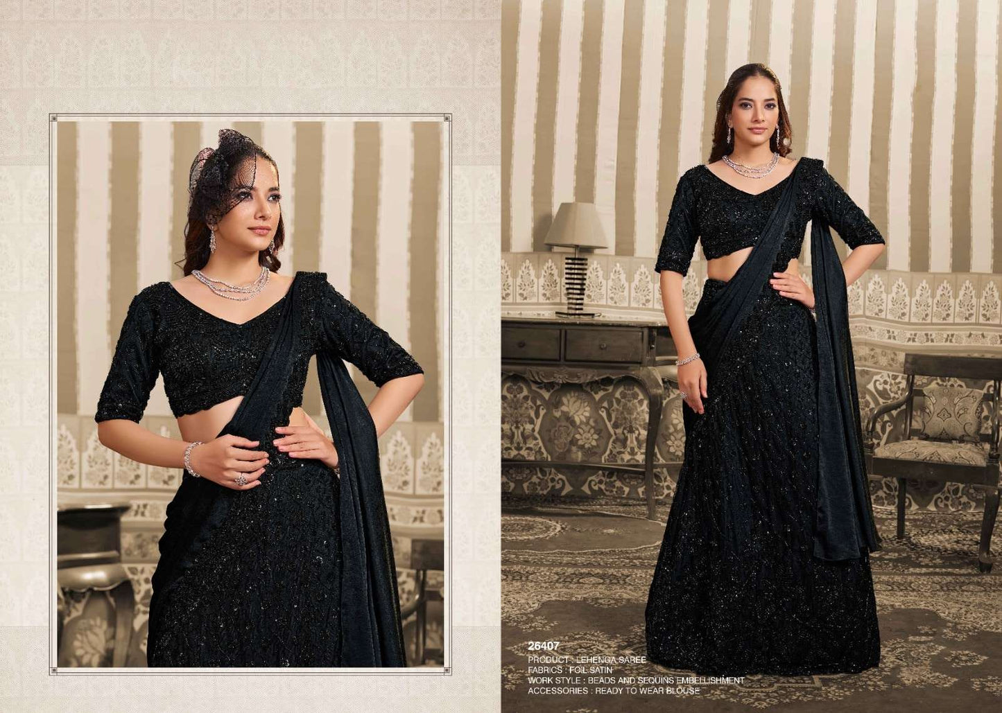 Mahotsav Mohmanthan 26400 Stella Foil Satin Embroidery Saree - Amrah Wholesale