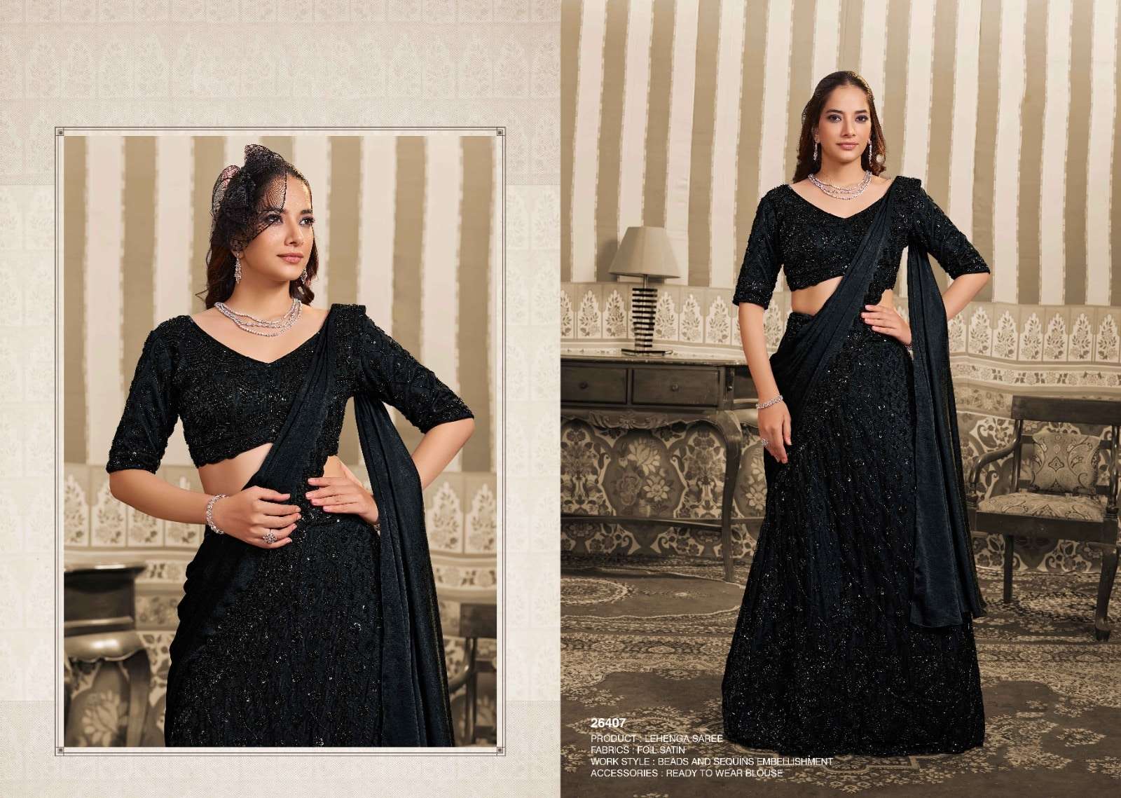 Mahotsav Mohmanthan 26400 Stella Foil Satin Embroidery Saree - Amrah Wholesale