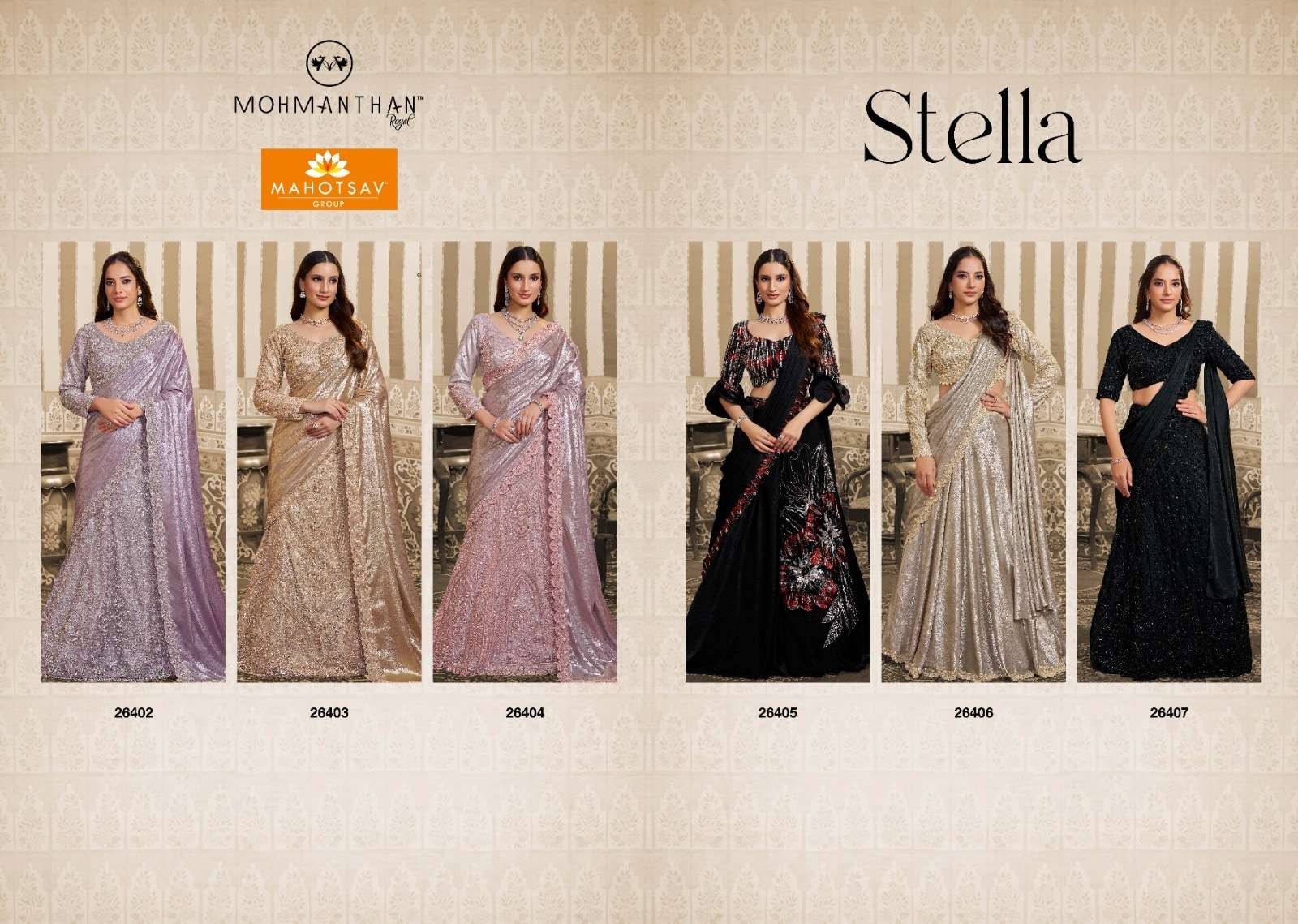 Mahotsav Mohmanthan 26400 Stella Foil Satin Embroidery Saree - Amrah Wholesale