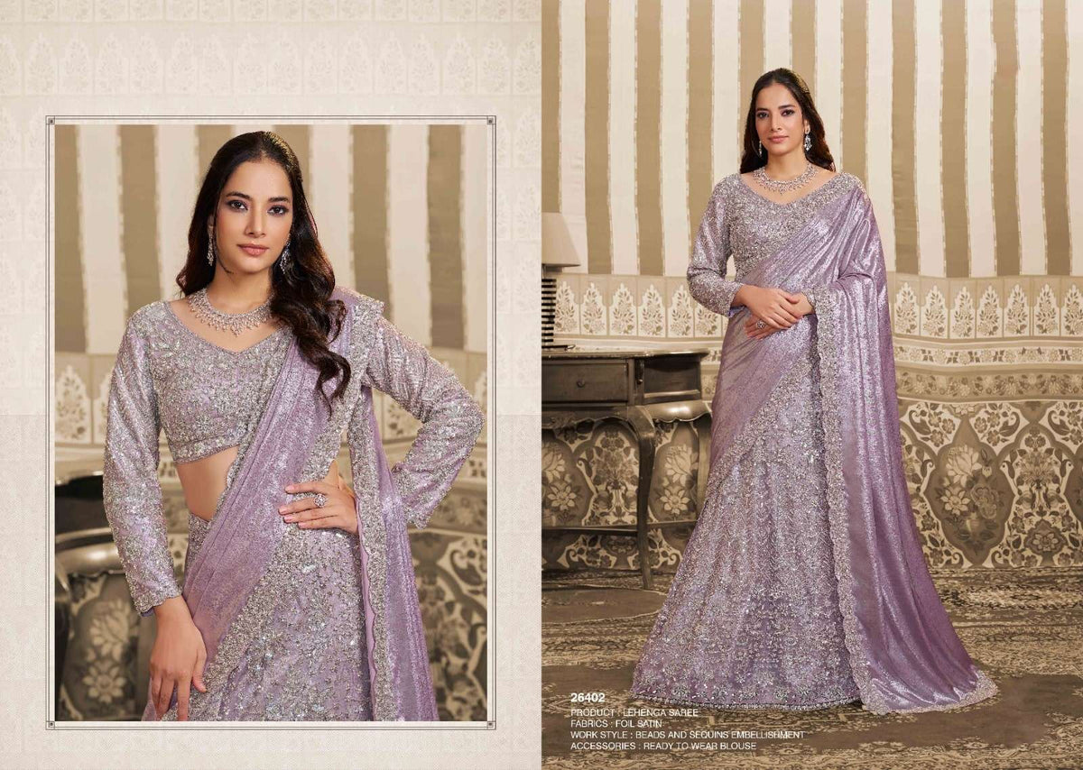 Mahotsav Mohmanthan 26400 Stella Foil Satin Embroidery Saree - Amrah Wholesale