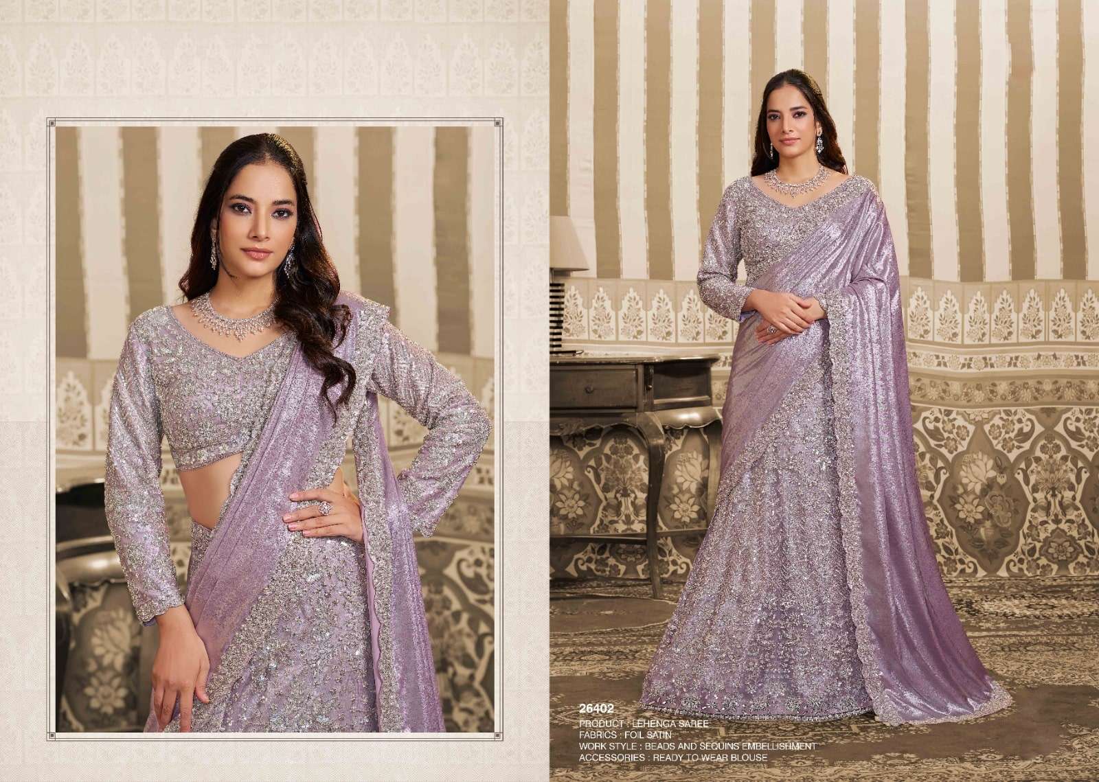 Mahotsav Mohmanthan 26400 Stella Foil Satin Embroidery Saree - Amrah Wholesale