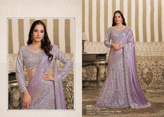 Mahotsav Mohmanthan 26400 Stella Foil Satin Embroidery Saree - Amrah Wholesale