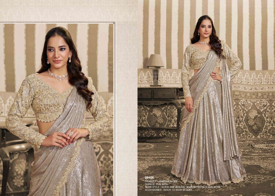 Mahotsav Mohmanthan 26400 Stella Foil Satin Embroidery Saree - Amrah Wholesale