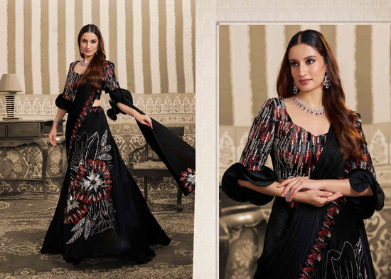 Mahotsav Mohmanthan 26400 Stella Foil Satin Embroidery Saree - Amrah Wholesale