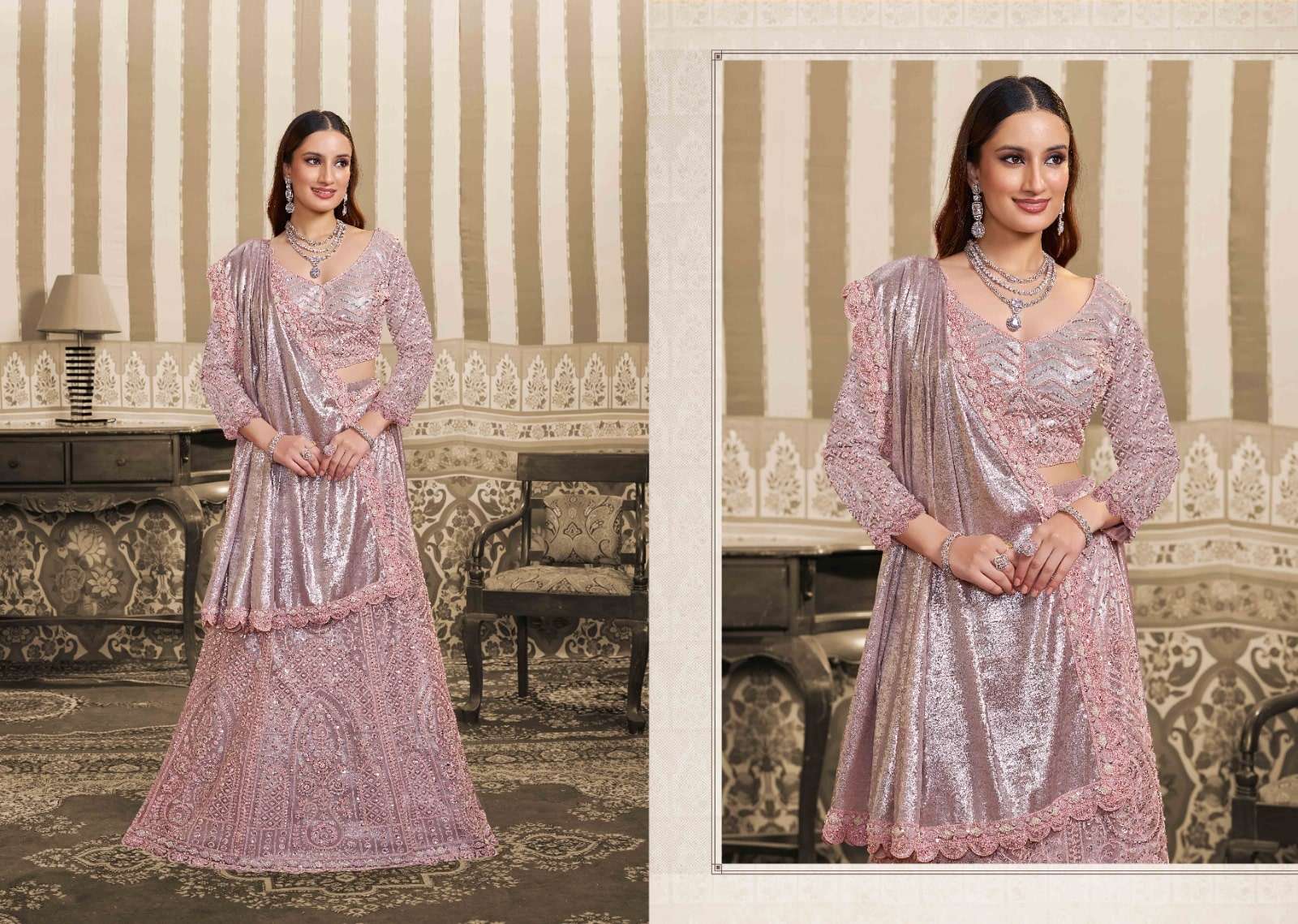 Mahotsav Mohmanthan 26400 Stella Foil Satin Embroidery Saree - Amrah Wholesale