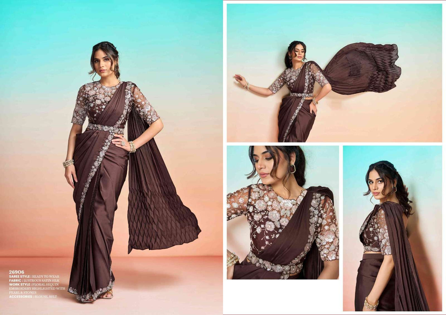 Mahotsav Mohmanthan Satin Silk Embroidered Saree Wholesale