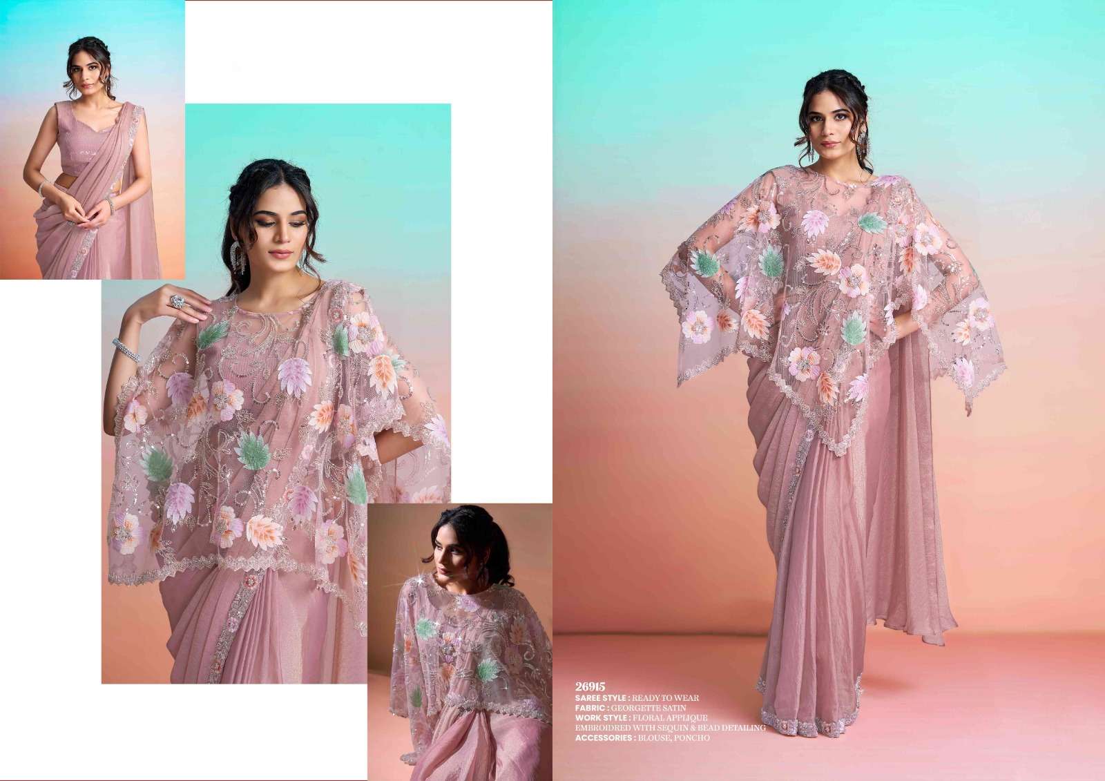 Mahotsav Mohmanthan Satin Silk Embroidered Saree Wholesale