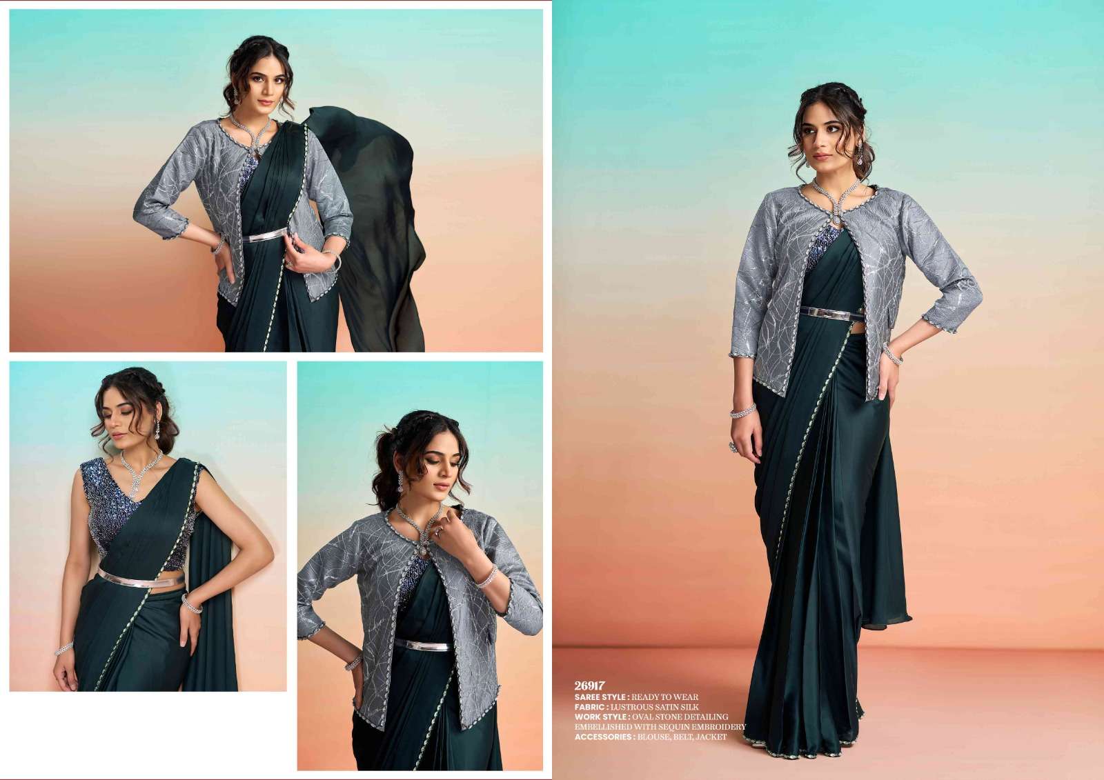Mahotsav Mohmanthan Satin Silk Embroidered Saree Wholesale