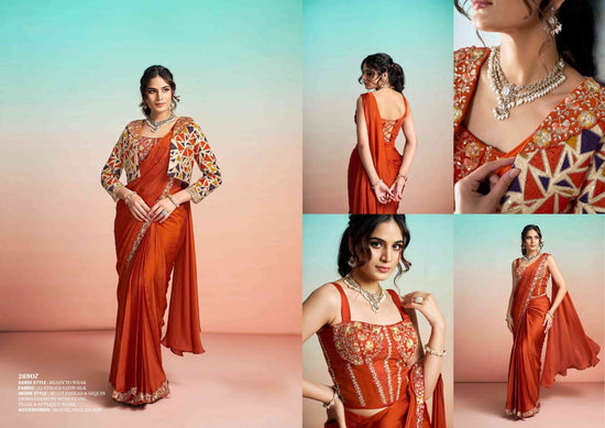 Mahotsav Mohmanthan Satin Silk Embroidered Saree Wholesale