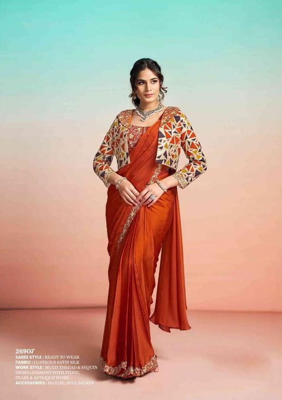 Mahotsav Mohmanthan Satin Silk Embroidered Saree Wholesale