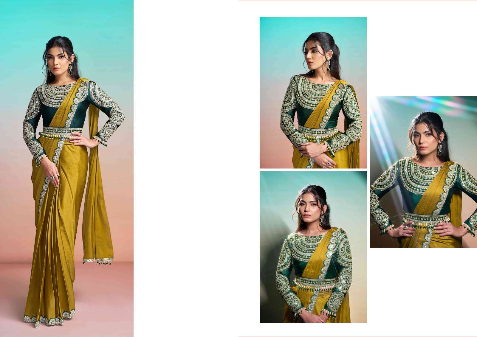 Mahotsav Mohmanthan Satin Silk Embroidered Saree Wholesale