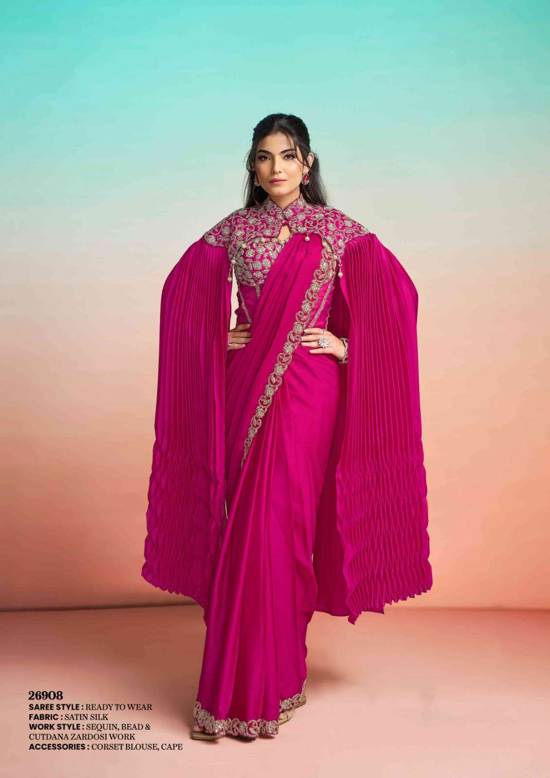 Mahotsav Mohmanthan Satin Silk Embroidered Saree Wholesale