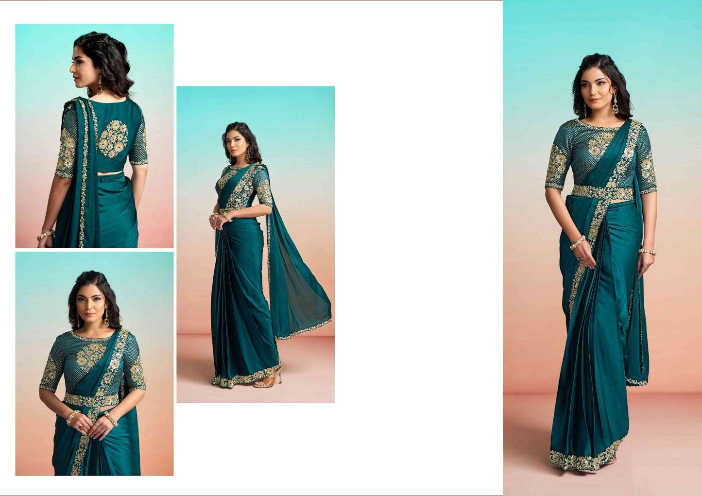 Mahotsav Mohmanthan Satin Silk Embroidered Saree Wholesale